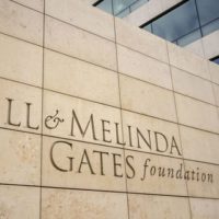Graphic showing the Bill & Melinda Gates foundation logo on a brick wall.