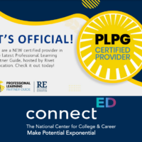 Image showing ConnectED as a PLPG (Professional Learning Partner Guide) Certified Provider. Text reads: It's Official! We are a NEW certified provider in the latest Professional Learning Partner Guide, hosted by Rivet Education. Check it out today!